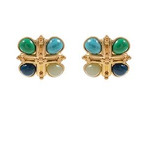 Vintage Cross Stone Studded Earrings